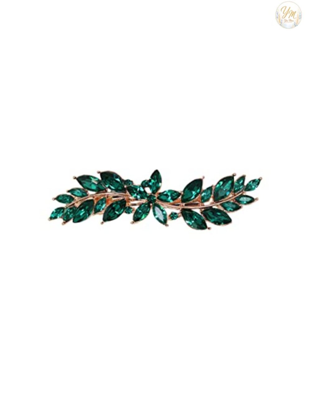 Rhinestone Floral Hair Barrette Clip Rose Gold Plated